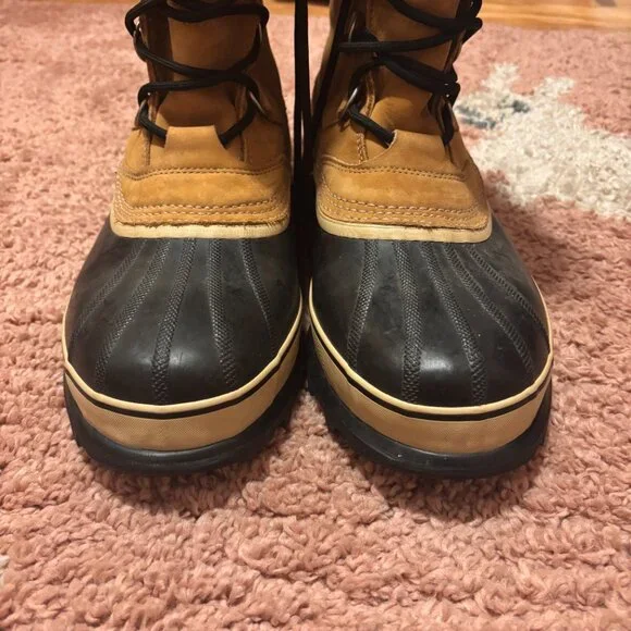 Sorel Caribou Mens 14 Waterproof Snow Boots Buff Winter Cold